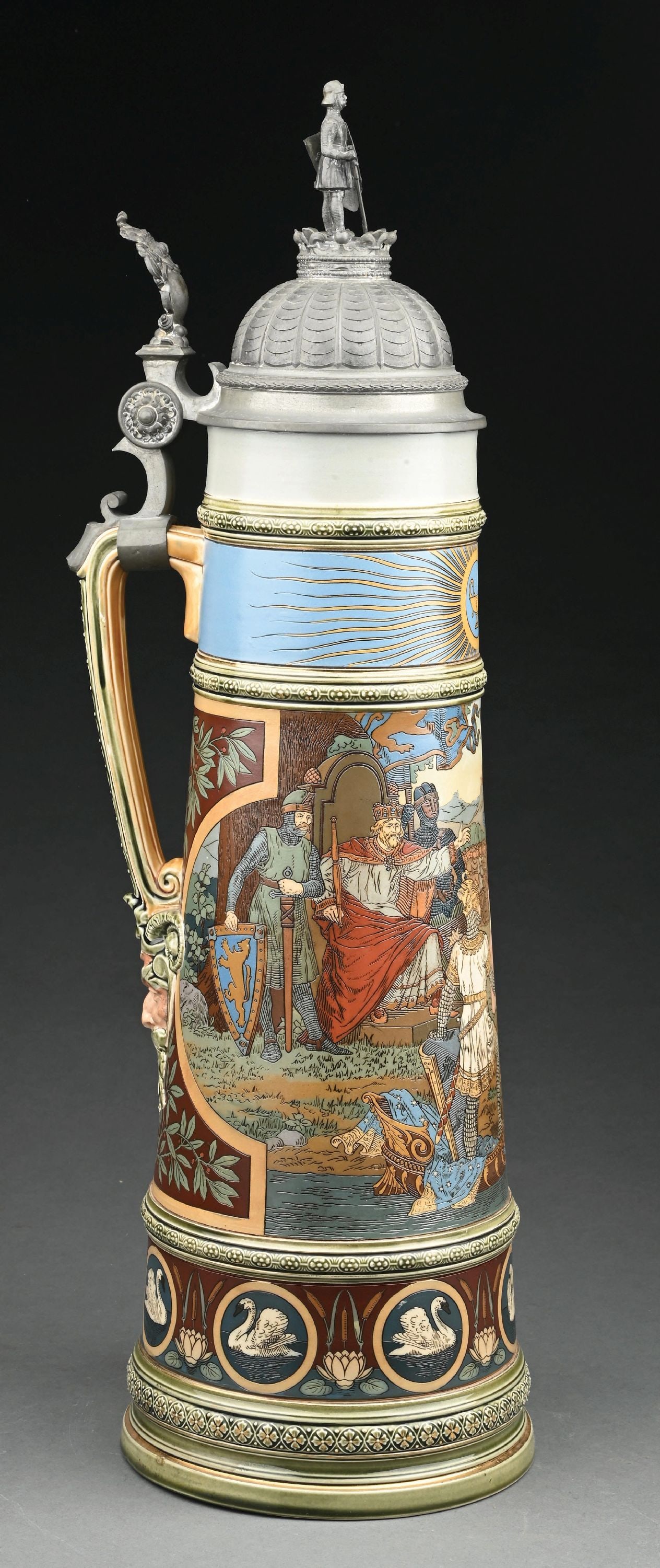 METTLACH 9455 KNIGHT AND MAIDEN CERAMIC BEER STEIN (1 of 5)