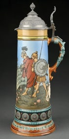 METTLACH ROMAN SOLDIERS CERAMIC STEIN NUMBERED 2095