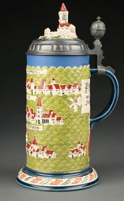 METTLACH ROTHENSTEIN VILLAGE CERAMIC STEIN NO. 2829