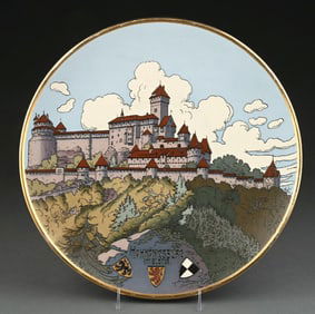 METTLACH ETCHED CHARGER PLAQUE NO. 3182