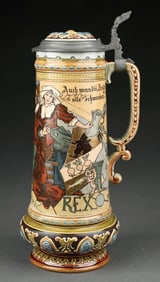 METTLACH KING & MAIDEN CERAMIC STEIN NO. 2107