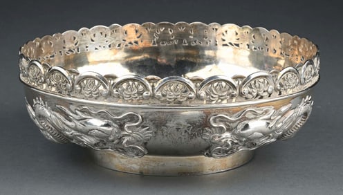 A CHINESE EXPORT SILVER CENTER BOWL