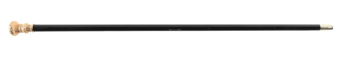 ANTIQUE BLACK WOODEN WALKING STICK WITH GOLD HANDLE