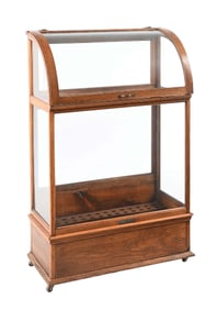 84-SLOTS ANTIQUE OAK WOOD WALKING CANES DISPLAY CASE