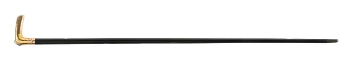 CANE WITH GOLD HANDLE AND GOLD QUARTZ INSCRIBED J. JACKSON TO A. LEVY 1874