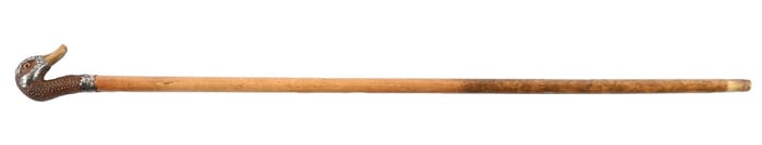 ANTIQUE CARVED MALLARD DUCK HEAD WALKING STICK