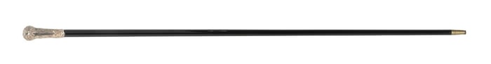 ANTIQUE BLACK WOODEN WALKING STICK WITH SILVER HANDLE