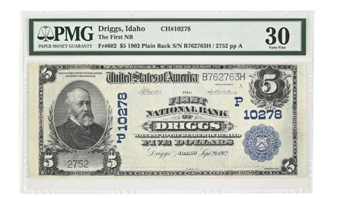 1902 PLAIN BACK $5 NOTE