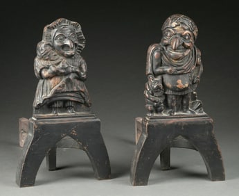 SET OF 2: PUNCH AND JUDY FIREPLACE ANDIRONS
