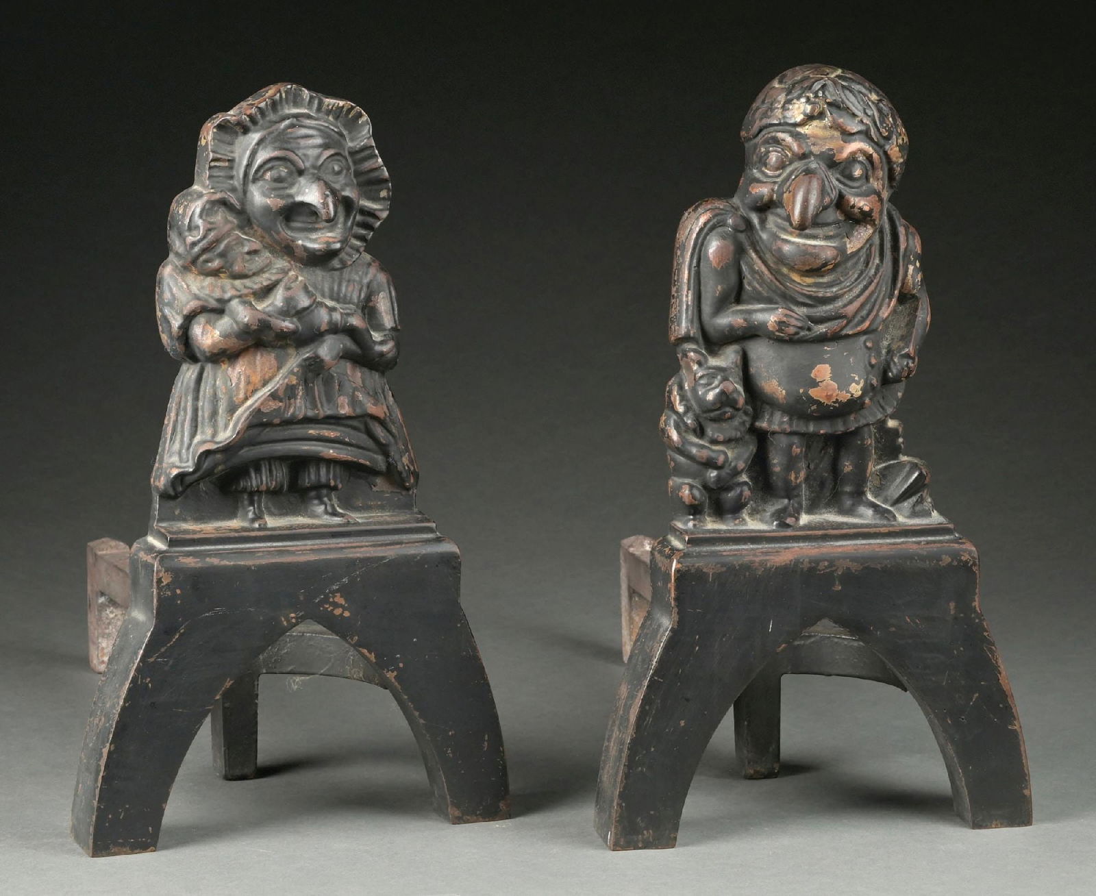 SET OF 2: PUNCH AND JUDY FIREPLACE ANDIRONS (1 of 4)