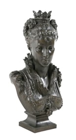 BRONZE BUST OF WOMAN SIGNED "FAURE DE BROUSSE 1876"