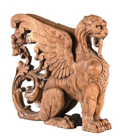 CARVED WOODEN GRIFFIN FIGURE