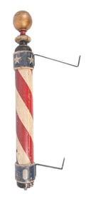 EARLY WOODEN BARBER POLE