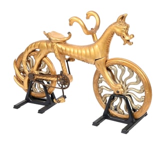 RARE "GOLDEN SEAHORSE" CARVED GILTWOOD BICYCLE