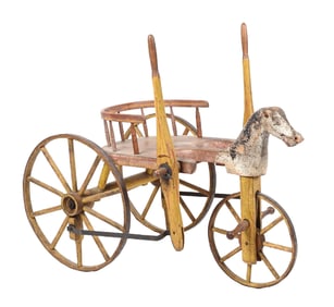 PAINTED WOODEN CHILD'S VELOCIPEDE COACH