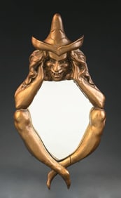 WOODEN PAINTED JESTER MIRROR