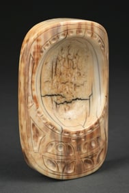 NORTHWEST COAST CARVED WALRUS TOTEMIC TRAY/DISH
