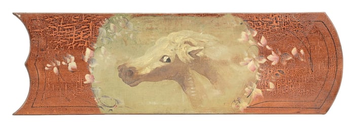 VINTAGE FOLK ART HORSE PAINTING ON WOOD SLED BOARD