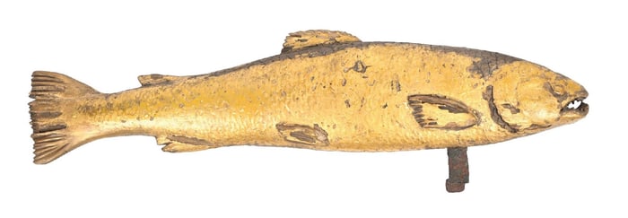 CARVED WOODEN SALMON TRADE SIGN