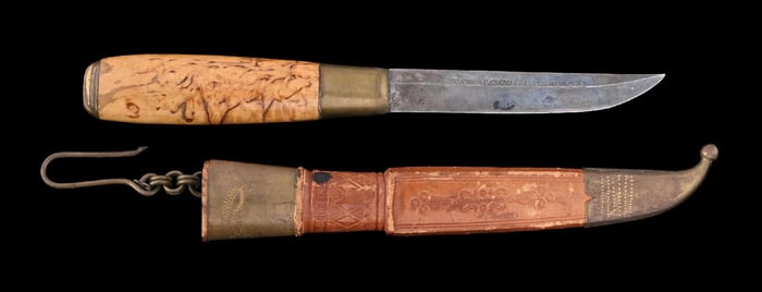 FIXED BLADE DAGGER WITH LEATHER SHEATH