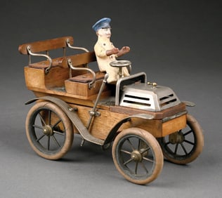 TIN AND WOODEN DRIVER AND CAR CIGARETTE HOLDER
