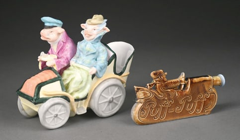 LOT OF 2: AUTO PIG PLANTER AND RACECAR