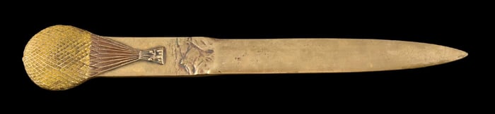 BRASS LETTER OPENER WITH HOT AIR BALLOON