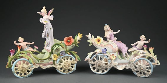 BISQUE PLANTERS WITH ANGELS AND CHERUBS