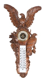 BLACK FOREST WALL THERMOMETER/BAROMETER RAISED WING EAGLE