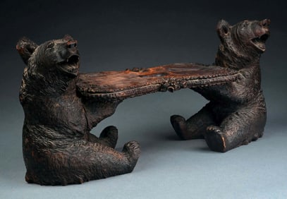 BLACK FOREST CARVED BEAR BENCH