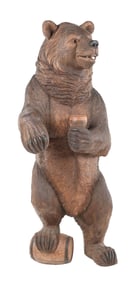 BLACK FOREST LARGE CARVED BEAR WITH BEER GLASS