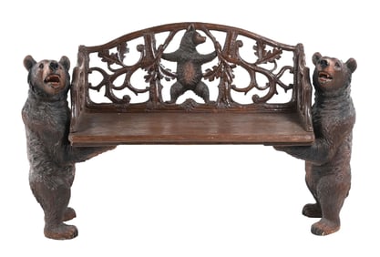 BLACK FOREST CARVED BEAR BENCH