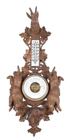 BLACK FOREST WOODLAND ANIMAL BAROMETER AND THERMOMETER