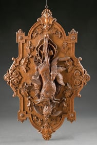 BLACK FOREST CARVED WILD GAME HUNT TROPHY WALL ART
