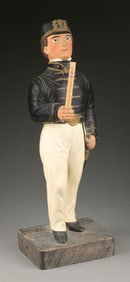 WOODEN NAVEL MAN HOLDING CIGAR FIGURE