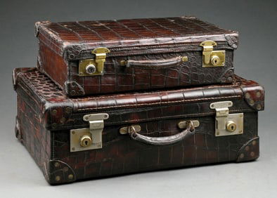 LOT OF 2: VINTAGE ALLIGATOR SUITCASES