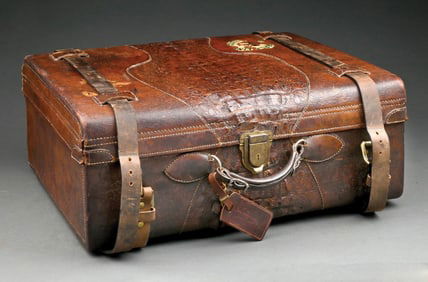 ALLIGATOR HORNBACK DOUBLE-STRAPPED SUITCASE