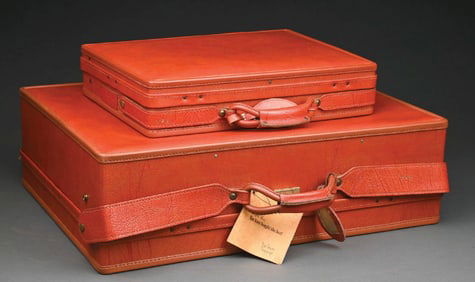 LOT OF 2: VINTAGE PEACH-COLORED LEATHER HARTMANN LUGGAGE