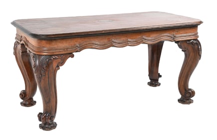 CARVED ROSEWOOD LIBRARY DESK