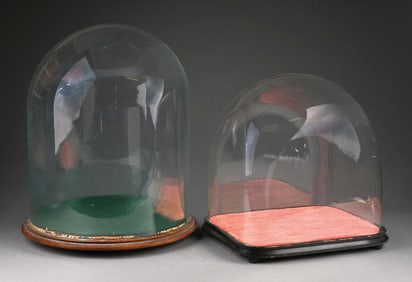 LOT OF 2: LARGE ANTIQUE GLASS GLOBE DISPLAY CASES