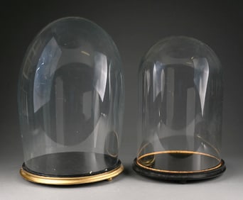 LOT OF 2: LARGE ANTIQUE GLASS GLOBE DISPLAY CASES