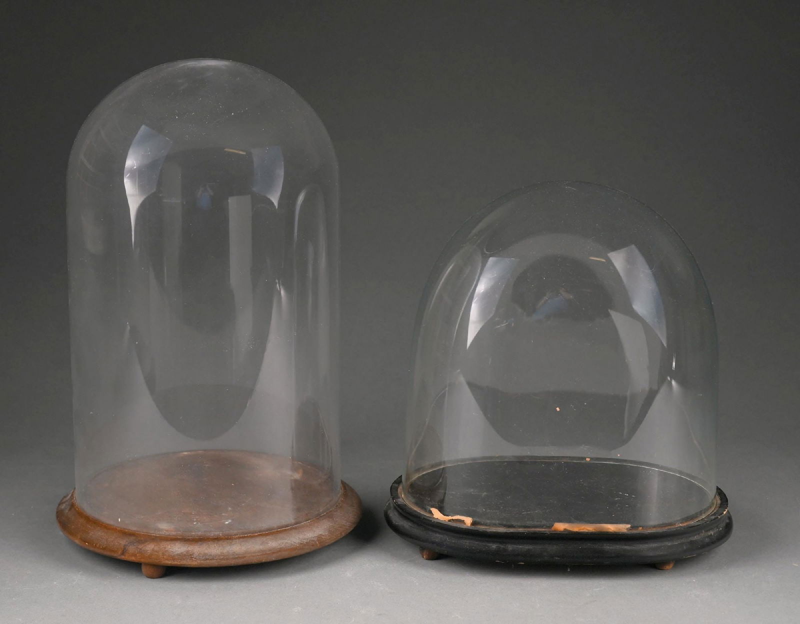 LOT OF 2: ANTIQUE MEDIUM GLASS GLOBE DISPLAY CASES (1 of 2)