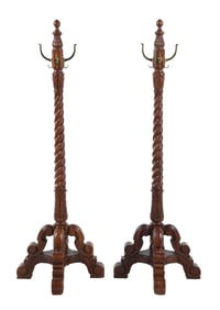 PAIR OF TWO VINTAGE WOODEN ORNATE COAT STANDS