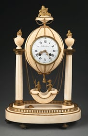 VERY RARE PLANCHON FRENCH MARBLE FIGURAL MANTEL CLOCK