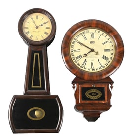 PAIR OF EARLY CLOCKS: ANSONIA BRASS & CO. AND HOWARD & DAVIS WALL CLOCKS