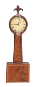 EARLY MAHOGANY GRAIN PAINTED BANJO CLOCK ATTRIBUTED TO JONATHAN BILLINGS