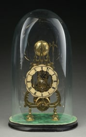 LARGE ENGLISH STYLE CATHEDRAL FUSEE STRIKING SKELETON CLOCK