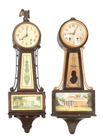 PAIR OF SETH THOMAS BANJO CLOCKS W/ SCENES
