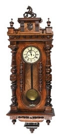 1885 TWO WEIGHT VIENNA 47" REGULATOR CLOCK WITH CARVED CASE