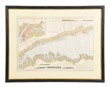 FRAMED CHART OF LONG ISLAND SOUND, 1855